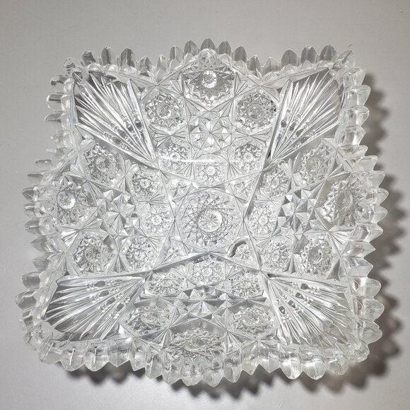 Vintage Nucut Clear Imperial Glass Nut Candy Decorative Bowl / Saw Tooth Edge - Picture 1 of 13